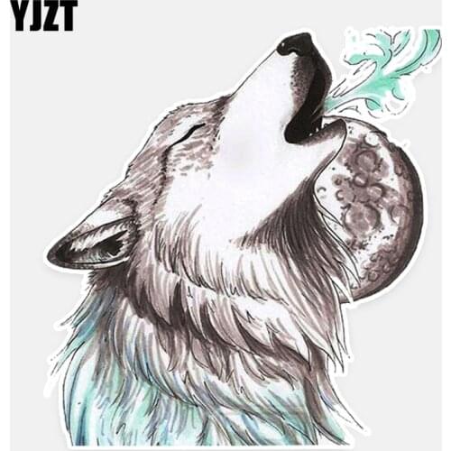 YJZT 15CM*15.8CM Fashion Animal Wolf PVC Car Sticker Decal Waterproof Car Accessories 5-0893