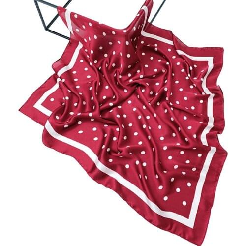 Women Square Scarf Imitated Silk Scarves Polka Dot Stewardess Hostess Lady Office Neckerchief Bandana Neck Wrap 70cm Silk Scarf