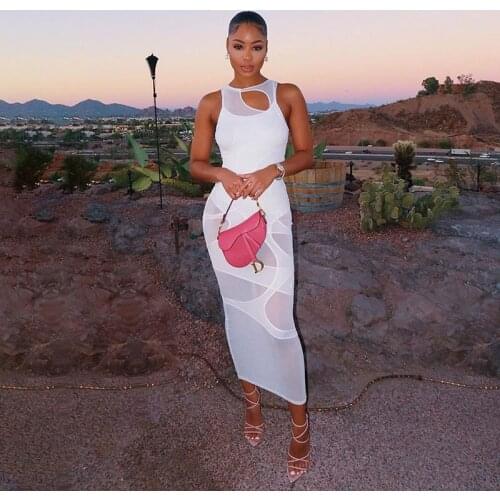 Molly Sexy Maxi Dress Women Spring Active Irregular Shape Streetwear Sleeveless Skinny Slim Bodycon Vestido Sense of Design Hot