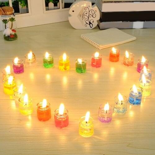 24pcs Jelly Candles Smokeless Romantic Wax Candles for Tabletop Home Living Room Decor