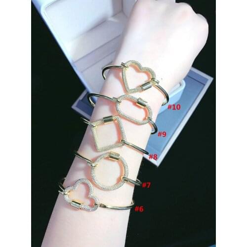 5Pcs Cubic Zirconia Geometric Bracelets For Women Girls Gold Color Micro Pave CZ Oval Heart Star Wristband Jewelry