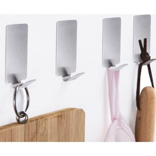 6Pcs Stainless Steel Hooks Non-marking Strong Kitchen Bathroom Cabinet Clothes Home Storage Hanger Organizer