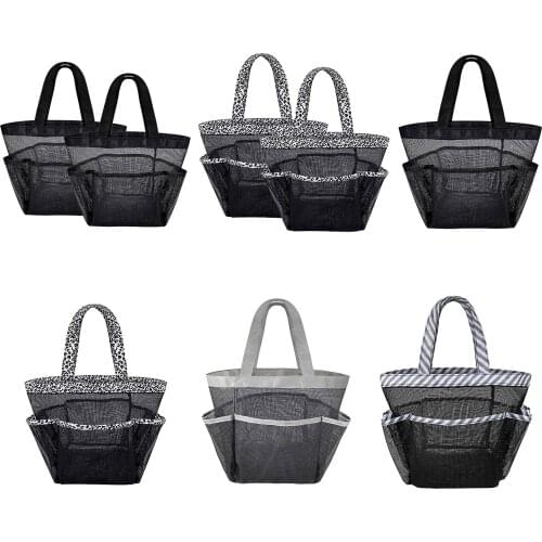 8 Pocket Shower Baskets Mesh Portable Hanging Storage Tote Bags Quick Dry for Beach Shower Swimming Bathroom Toiletry Organizer