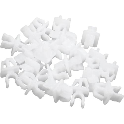 Auto Car White Plastic Hood Prop Rod Support Clips 20 Pcs