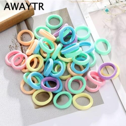 AWAYTR 50Pcs High Elastic Simple Seamless Head Rope Female Hair Rope Rubber Band Hair Ring Small Leather Sleeve Fine Style