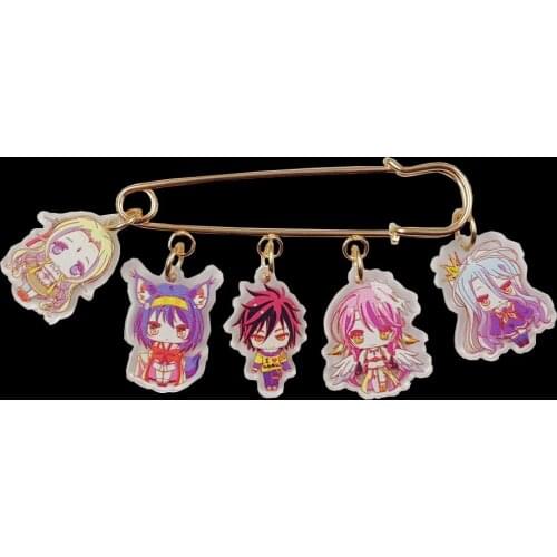 Korean Style New Hot Acrylic Anime Novel Cartoon NO GAME NO LIFE Brooch Bag Overcoat Badge Classic Office Women Female