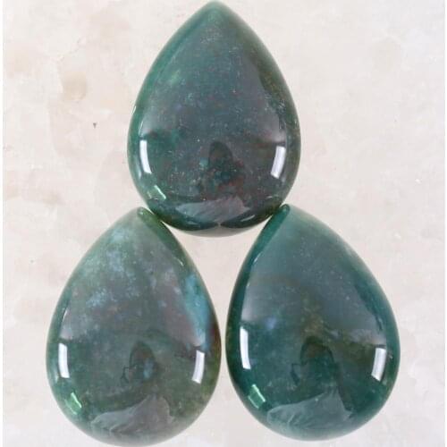 5Pcs Cabochon CAB Natural Stone No Drilled Hole Water Drop Bead for Men Women DIY Jewelry Making Necklace Green Indian Onyx Bead