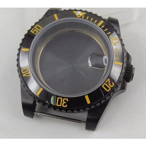 40mm PVD Coated Watch Case Sapphire Glass Insert Ceramic Insert Bezel Fit NH35A MIYOTA 8215 MOVEMENT