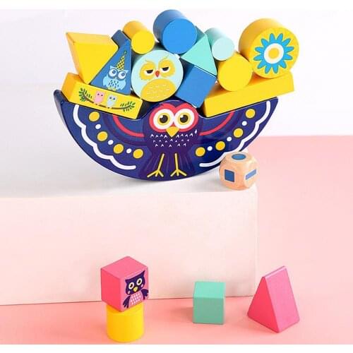 Kids Educational Owl Balance Building Blocks Parent-child Interactive Wooden Toy Building Kids Educational Parent-child Toy