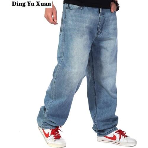 Mens Bell Bottom Jeans Loose Hiphop Jeans Men Vintage Straight Denim Pants Male Baggy Jean Trousers Big Size 40 42 44 46