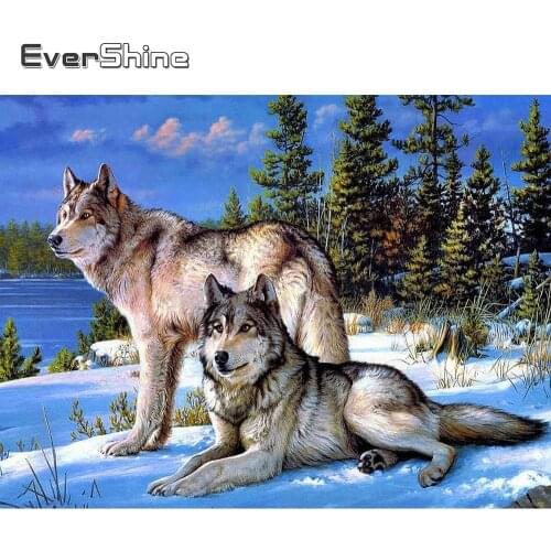 Evershine 5D DIY Diamond Mosaic Sale Wolf Diamond Painting Full Square Animals Rhinestone Pictures Diamond Embroidery Winter