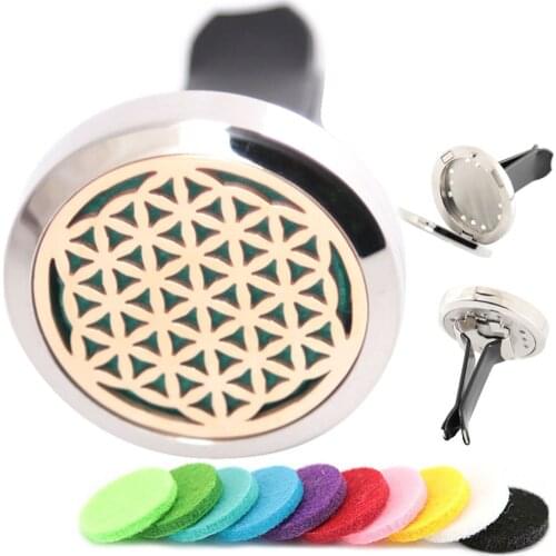 AMYA Jewelry Flower 30mm Diffuser 316 Stainless Steel Car Aroma Locket Essential Oil Car Diffuser Lockets Free Pads