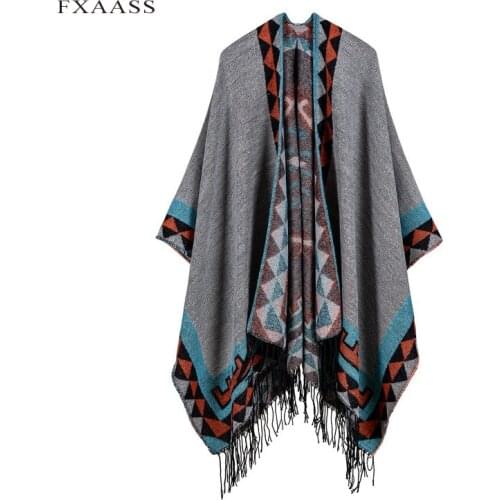 FXAASS New Autumn/Winter Shawl Fashion Diamond Poncho Women Scarf Cloak Luxury Tassel Cashmere Scarves Warm Pashmina Wholesale