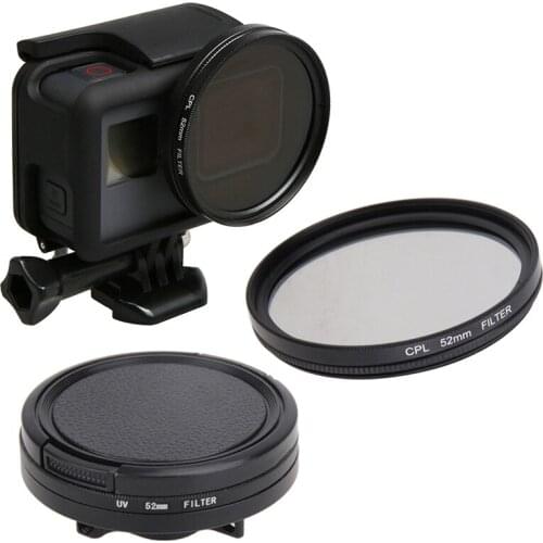 Go Pro Hero5 HERO6 Action Camera Accessories 52mm UV CPL Filter for GoPro Hero 5 Hero 6 Adapter Glass UV CPL Lens Cap