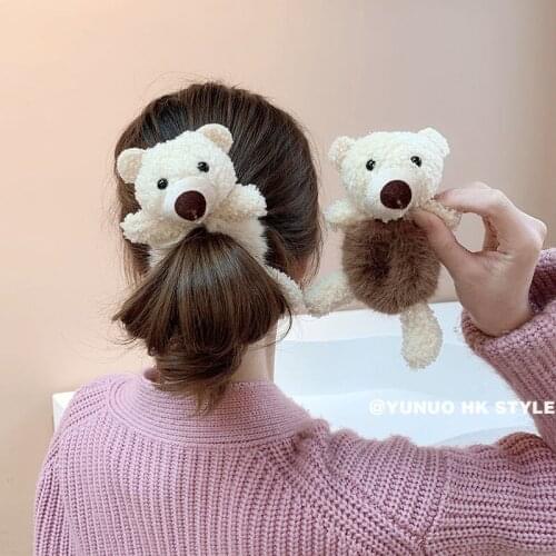 Korea Cute Plush Bear Girl with Hair Circle Hair Accessories Broches Para El Cabello Hair Clips for Girls for Women Kawaii