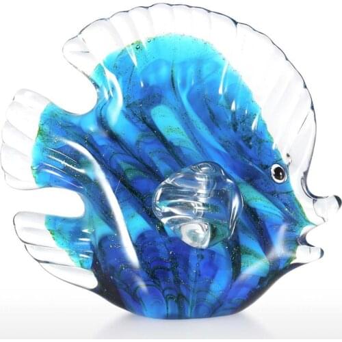 COLORFUL SPOTTED TROPICAL FISH GLASS SCULPTURE FISH SCULPTURE MODERN ART FAVOR GIFT ARTWORK HOME DECORATION R2062