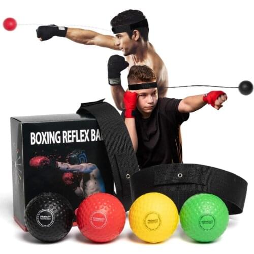 Boxing Reflex Ball Set with Silicone Headband 3 Difficulty Level Punching Speed Fight Skill and Hand Eye Coordination Training