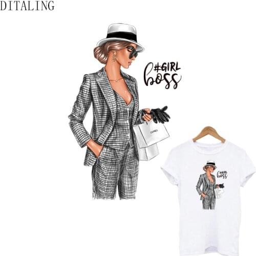 Boss Girl Patches For Clothing Iron On Transfers Decals DIY Fashion Women T-Shirt Patches Thermal Stickers On Clothes Appliqued
