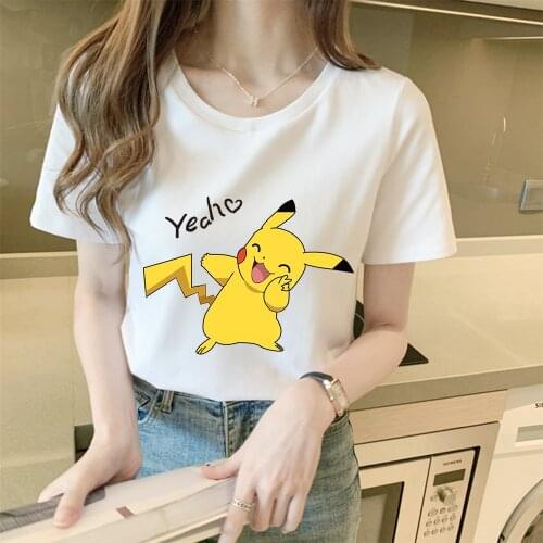 New Anime Clothes Pokemon Kawaii Pikachu T-shirts Woman Short Sleeve Maiden Teens Casual Unisex T-shirt Cartoons Femme Cute Tops