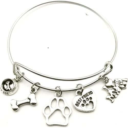 New Mini I Love My Dog Bracelet Best Friend Fashion Pet Steel Bracelet Female Jewelry Gift