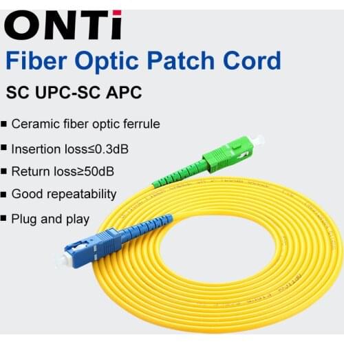 ONTi 10 Pcs SC APC to SC UPC Simplex 2.0mm 3.0mm PVC Single Mode Fiber Patch Cable jumper fiber patch cord fibra optica