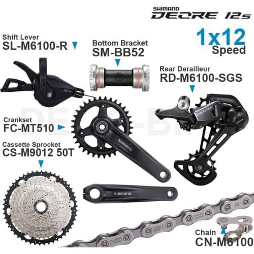 SHIMANO DEORE M6100 12speed Groupset with Shifter Rear Chain MT510 CRANKSET Bottom Bracket and 11-50T 52T Cassette Sprocket