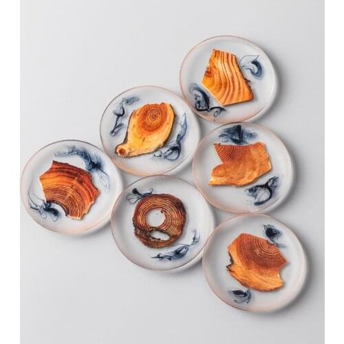 1PCS Resin Pine Coasters Heat-resistant Placemats Drink Tea Coffee Cup Mats Waterproof Non-slip Table Decor Tableware Pads