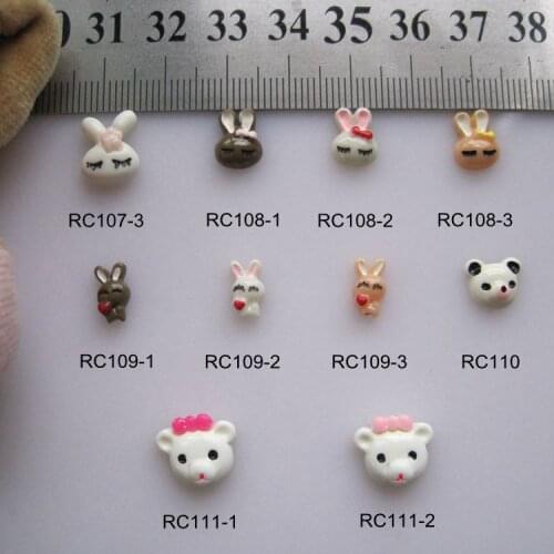 RC107/111 30pcs/bag Cartoon Rabbit Panda Sheep Resin Cartoon Deco Nail Art Decoration Nail DIY Deco