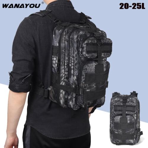 Mens 25L Military Tactical Backpack,Waterproof Climbing Camping Hiking Hunting Sports Rucksack,Outdoor 600D Molle Army Backpack