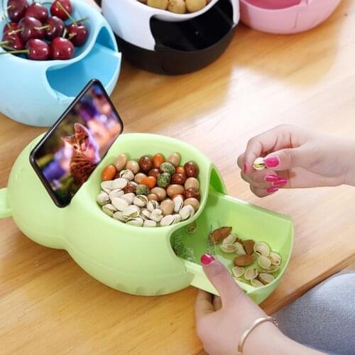 Cute Pig Double-layer Candy Box Lazy With Drawers Dried Fruit Mobile Phone Holder Fruit Tray Lazy Nuts Multi-color Choice New