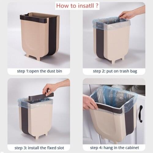10L Foldable Dustbin Dustbin for Kitchen Car Folding Dustbin Wall Garbage Bin for Bathroom Dustbin Push top trash can