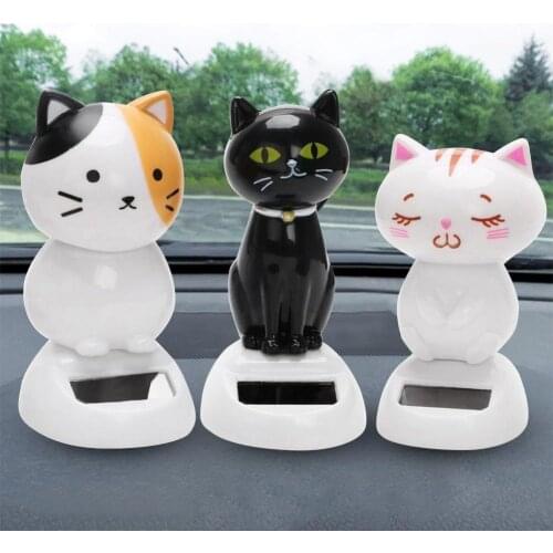 Solar Powered Shaking Cat Kitten Doll Toy Car Ornament Decoration Handicraft car accessories interior 2020