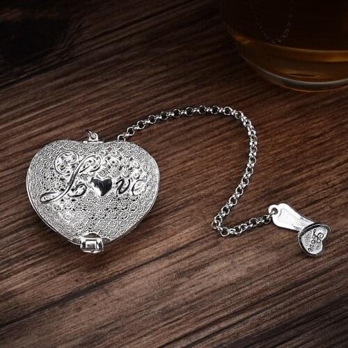 Handmade Heart-shaped Tea Drainer Sterling Silver 999 Cute Love Creative Tea Maker Tea Strainer Portable Small Tea Bubble Gifts