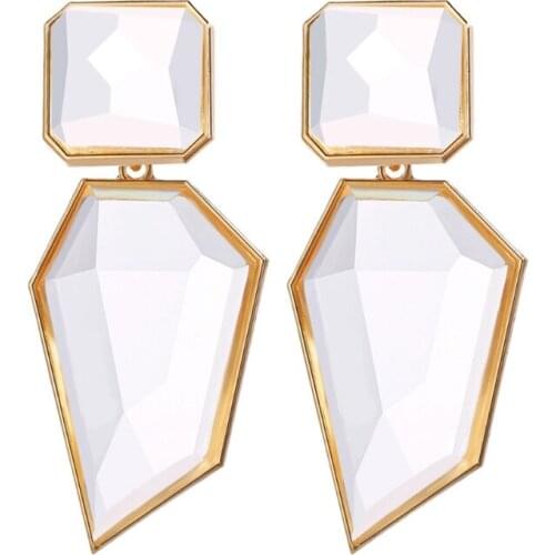 Crystal Acrylic Dangle Earrings Gold Plated Zinc Alloy Irregular Geometric Statement Comfortable Earring for Women