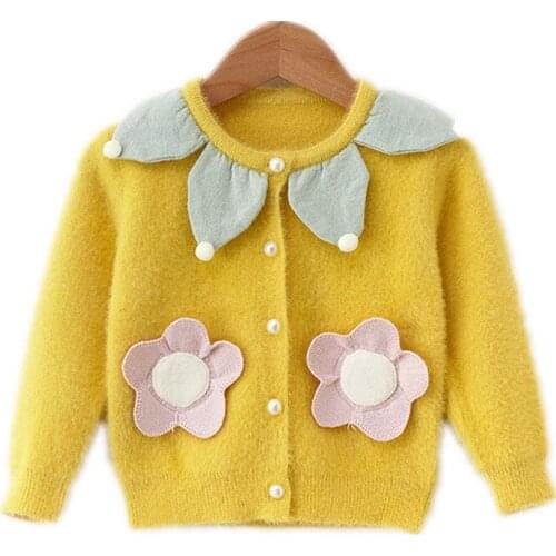 12M to 4 years baby & kids girls flower pearled button princess knitted cardigan sweater child girl fashion fall winter sweater