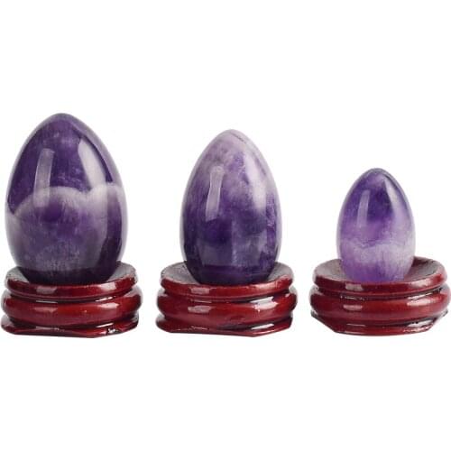 Yoni Egg Set Amethyst Undrilled Jade Massage Eggs Kegel Muscle Exerciser Natural Stone Vaginal Ben Wa Balls Healing Sphere 3pcs