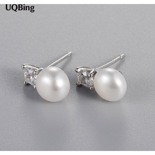 Free Shipping New Arrivals Pearl Crystal 925 Sterling Silver Stud Earrings For Women Jewelry Pendientes Brincos