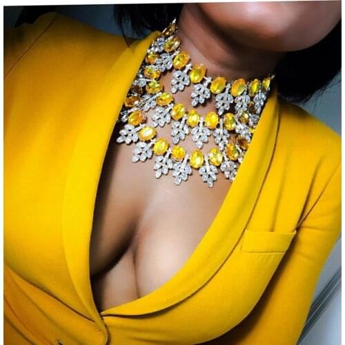 New Arrival Women Crystal Choker Gem Beads Boho Collier Femme Multilayer Statement Collar Maxi Necklace Fashion Wedding Jewelry
