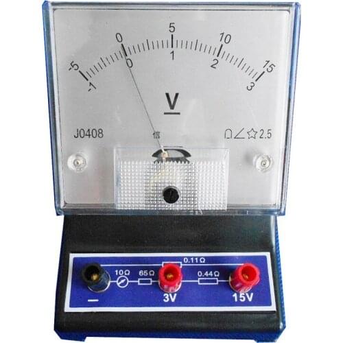 1pc DC voltmeter 2.5 level 3V 15V voltmeter pointer type Physical electrical experiment instrument materials