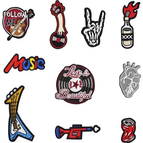 10PCS Rock Punk Patches for Clothing Embroidered Transfer Patch for Jacket Iron on Applique Patches Sew Accessories for Clothes