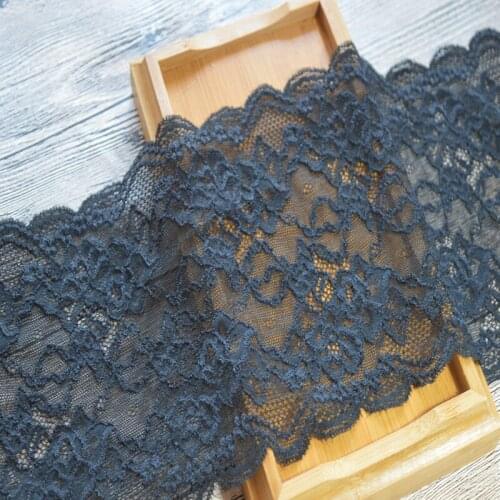 Free shipping16cm width(2yds/lot)black calico Hair Decoration Elastic Stretch Lace Trim wedding dress skirt lace trim17082102