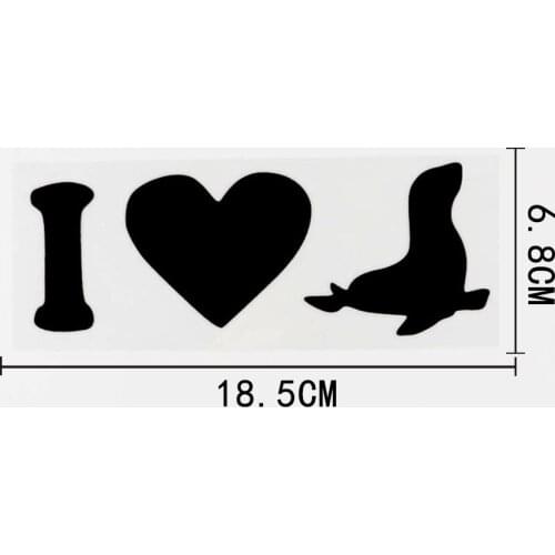 18.5CM*6.8CM I Love Dolphin Fashion Vinyl Car Sticker Bumper Decal Black/Silver 8C-0405