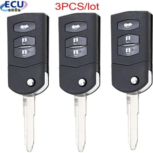 3pcs X NEW Replacement Shell Folding Flip Remote Key Keyless Case Housing Fob Switch 3 Button for Mazda 3 5 6