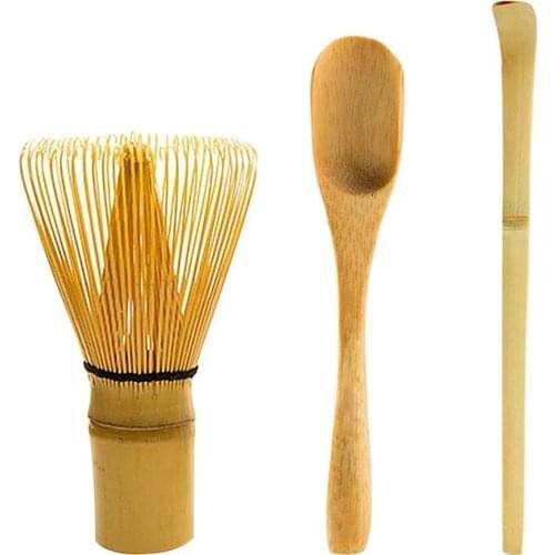 3PCS Japanese Tea Set Includes Matcha Bamboo Whisk Traditional Scoop Tea Spoon Tea Ceremony Kitchen Supplies
