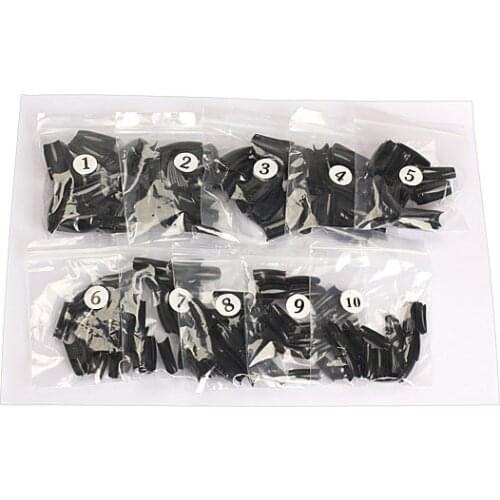 500PCS Classic Acrylic French Half False Nail Art Tips Punk Black Set