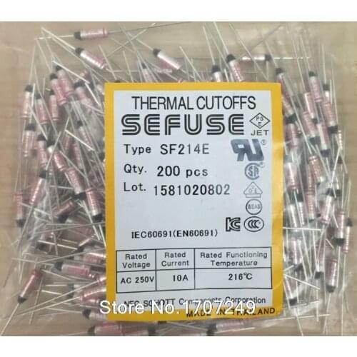 Free Shipping 200PCS/lot NEW SF214E SEFUSE Cutoffs Thermal Fuse 216C 216 Degree 10A 250V Metal fuse SF214E
