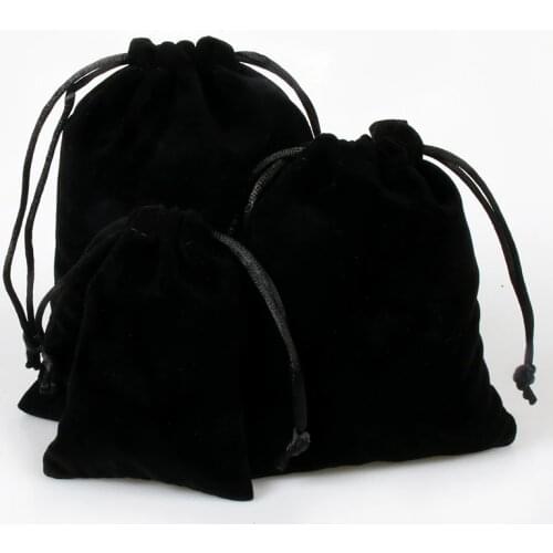 Custom black velvet drawstring jewelry bag for gift ornament bangles crystal jade bracelet toiletry widget packaging