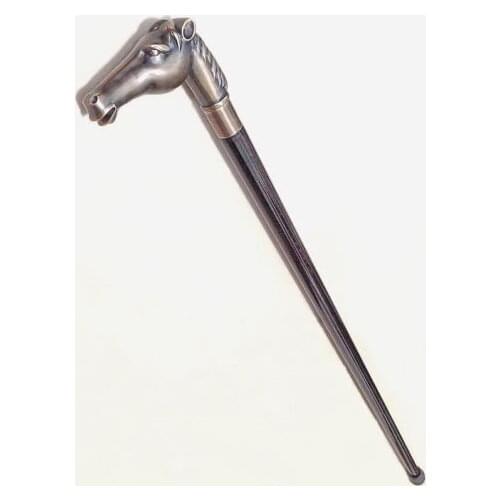 Grandpa Good Lucky Old Folk NEW! HORSE HEAD WALKING CANE STICK SOLID BRASS & WOOD GIFT