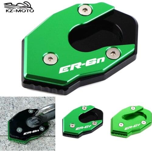 For KAWASAKI ER6N ER6F er-6n er-6f 2012-2016 2015 Motorcycle CNC Aluminum Kickstand Side Stand Enlarge Extension Pad With Logo