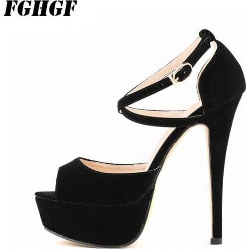 FGHGF WomenS High Heels Thin Heels Buckle Strap Peep Toe Flock Material Evening Banquet Comfortable Wear WomenS High Heels